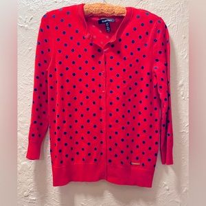Ellen Tracy Polka Dot Button-up Sweater